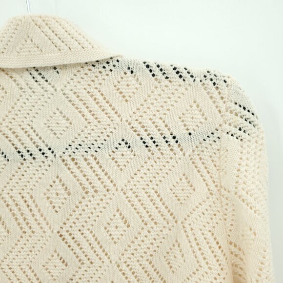 VTG Cuddle Knits Button Front Pointelle Cardigan/Knit Top L/XL Ivory - Picture 13 of 16